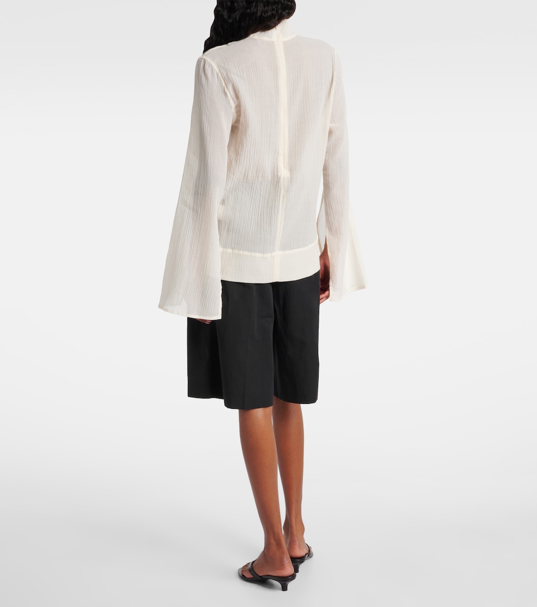 Top de cuello alto de algodón y seda | Toteme