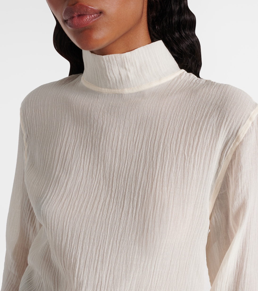Top de cuello alto de algodón y seda | Toteme
