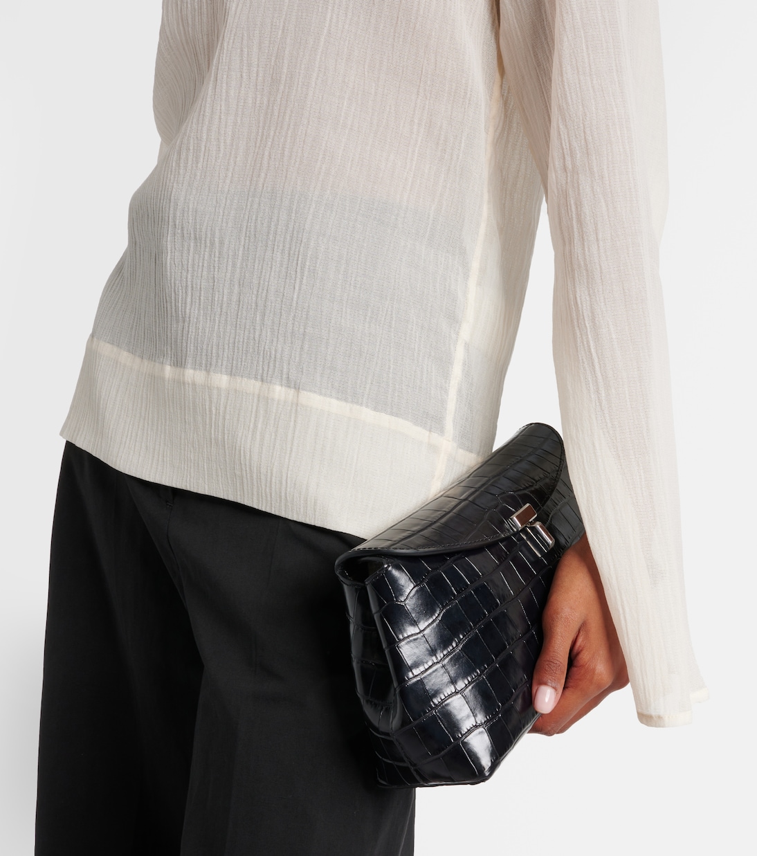 Top de cuello alto de algodón y seda | Toteme