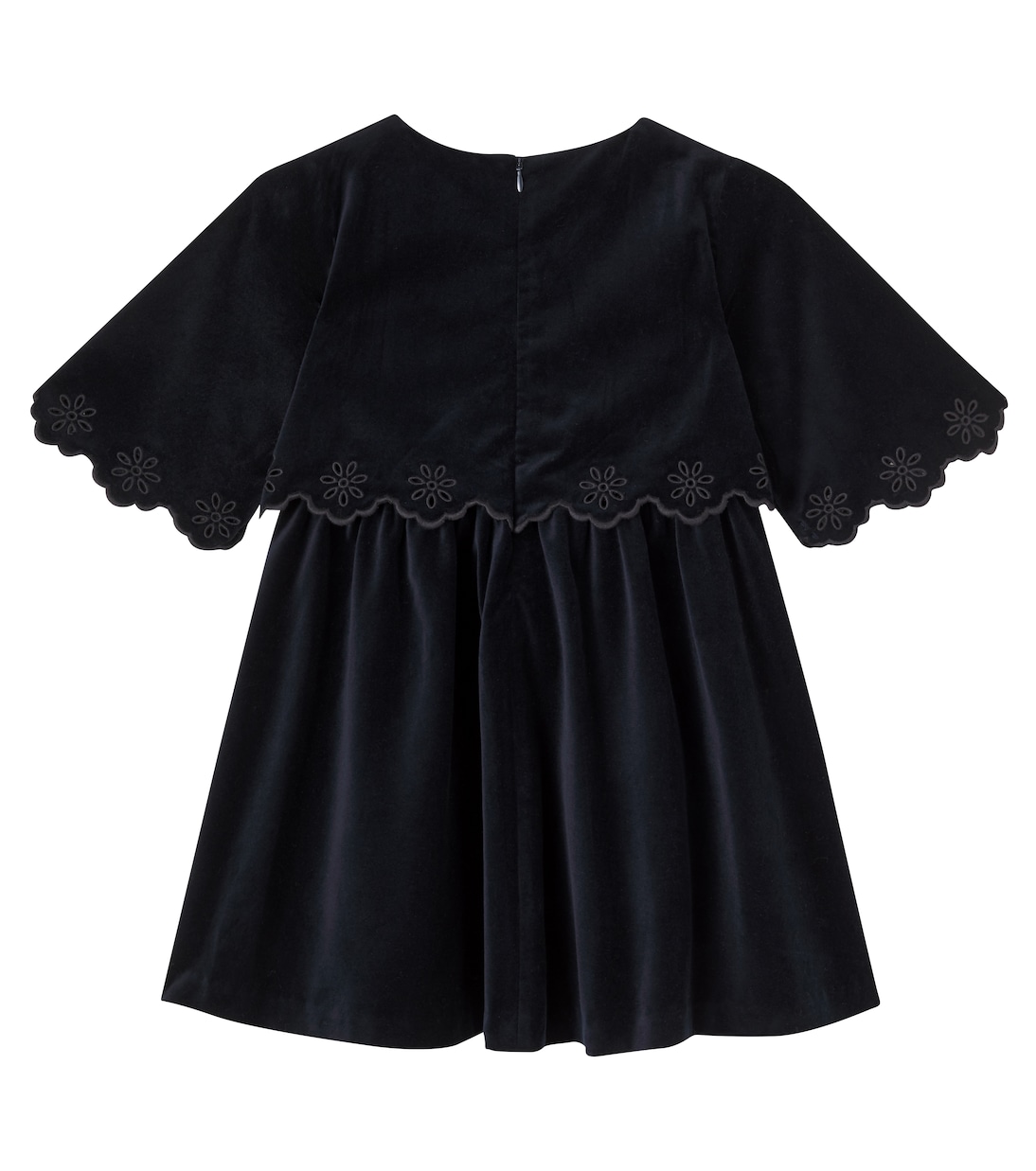Scalloped cotton velvet dress | Chloé Kids