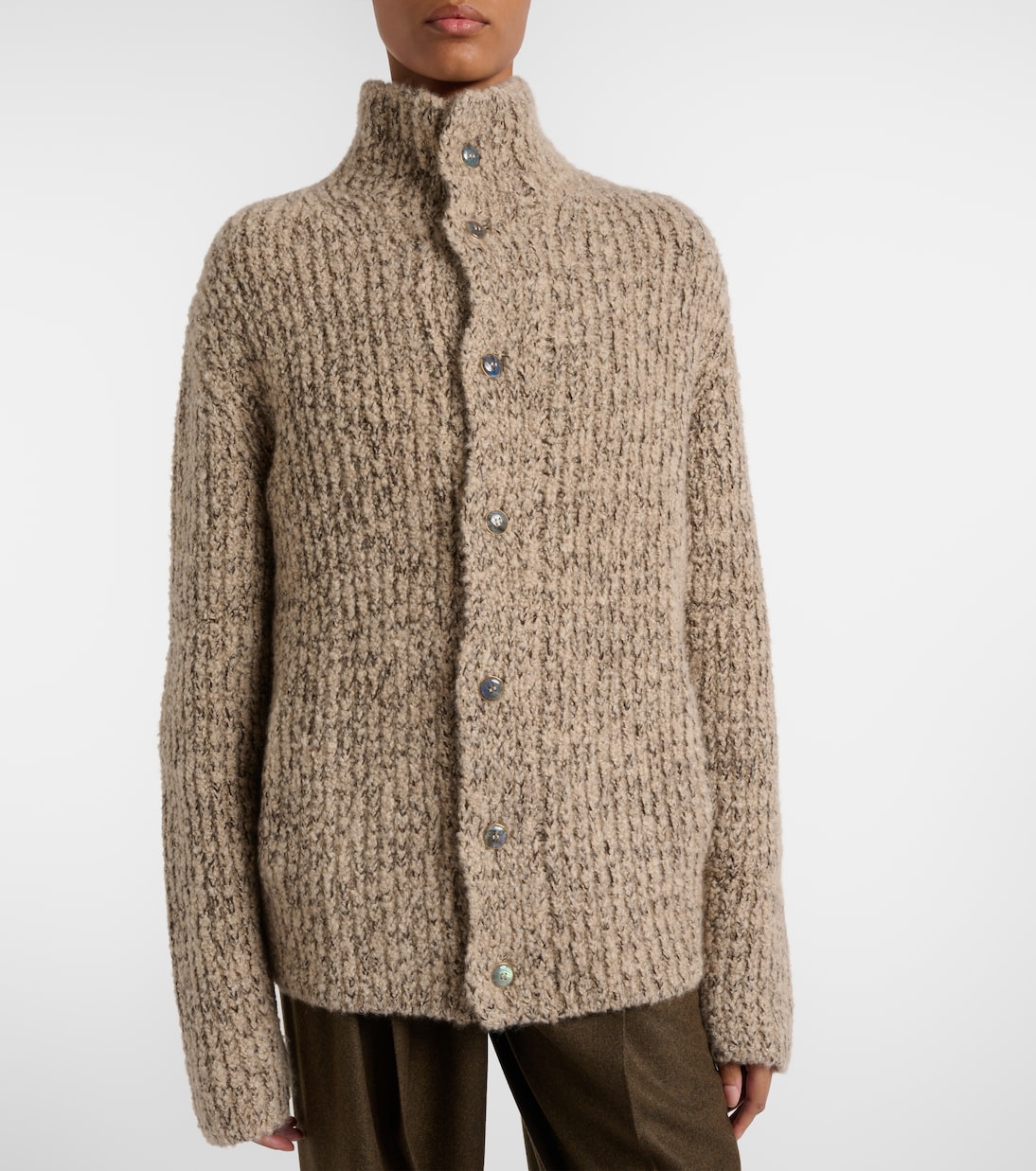 캐시미어 부클레 라브라도라이트 카디건 | God's True Cashmere