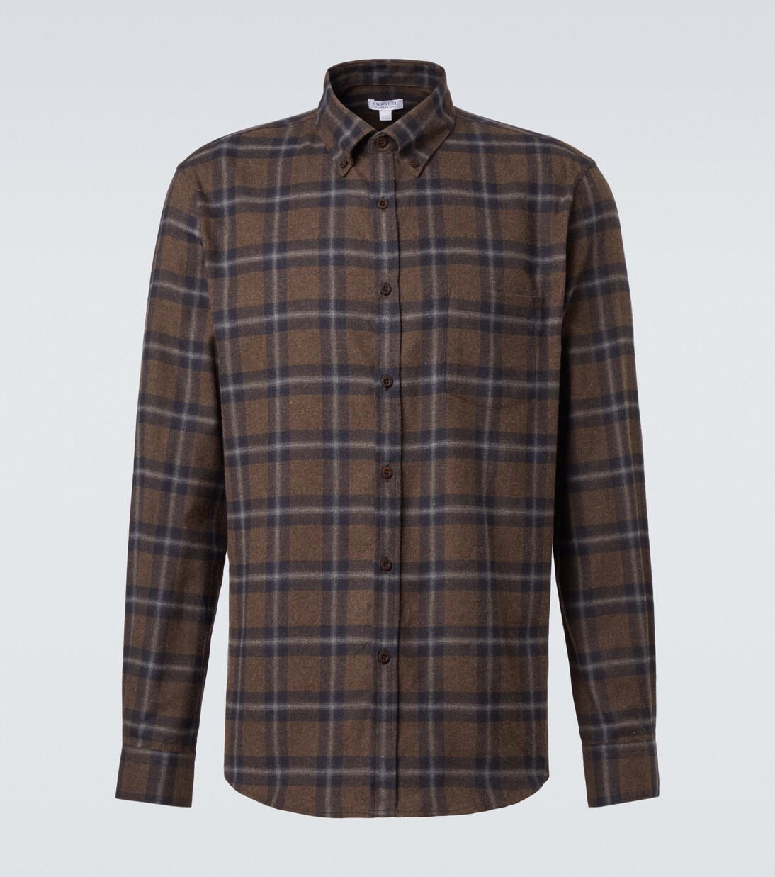 Checked cotton flannel shirt | Sunspel