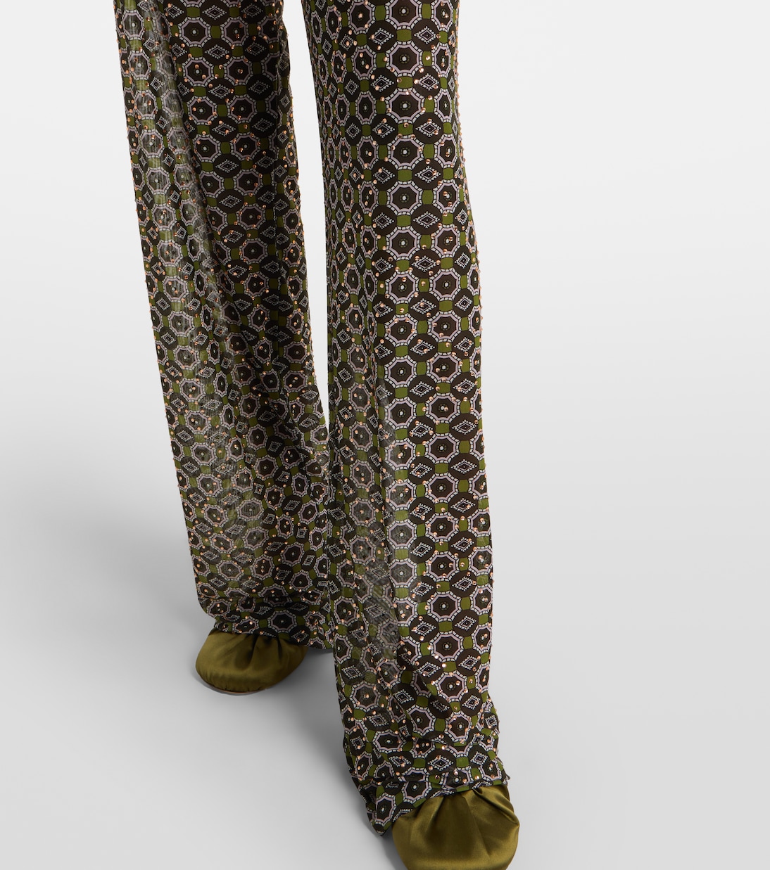 Embellished printed sheer jersey pants | Dries Van Noten