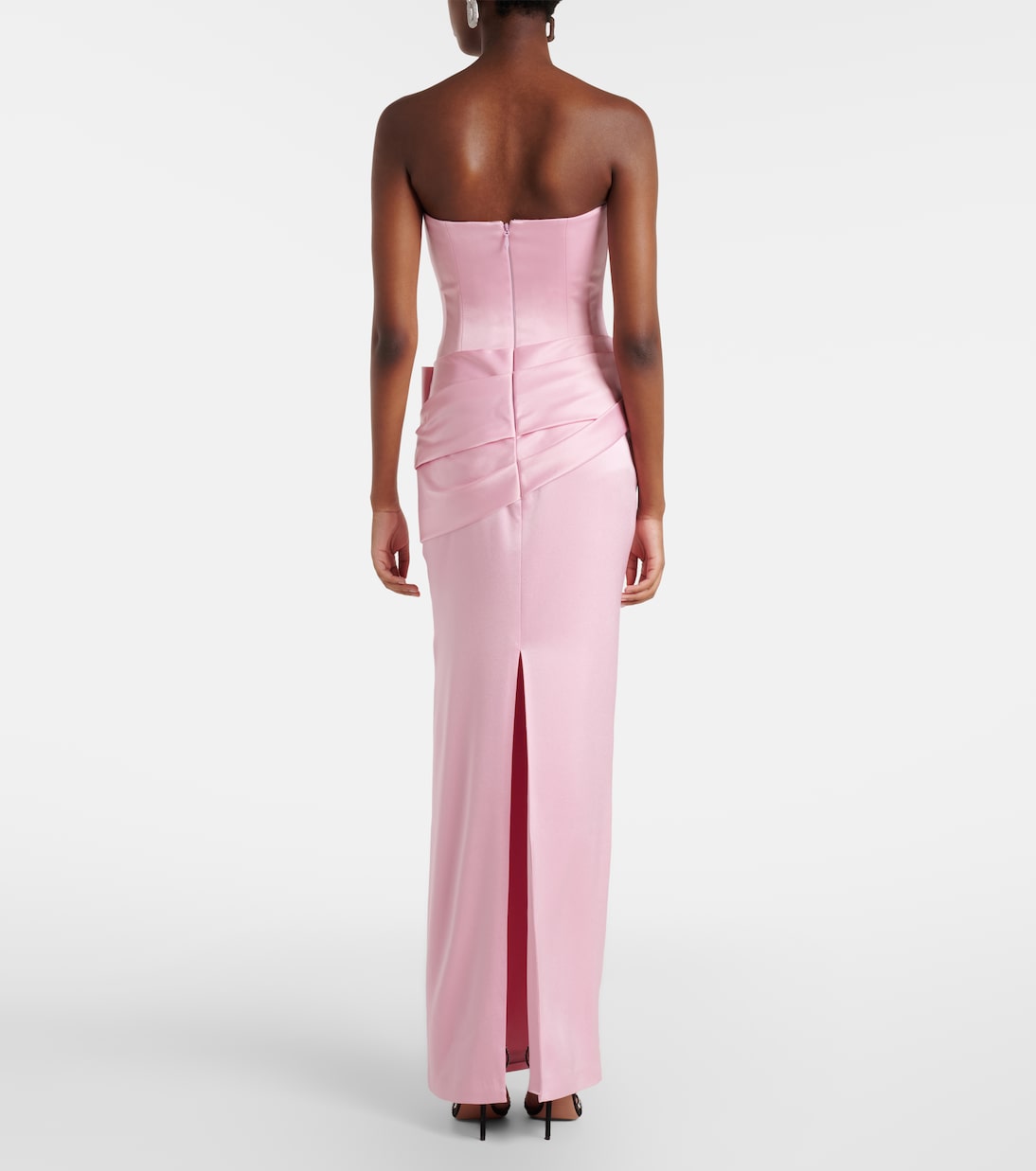 Draped satin crêpe bustier gown | Alex Perry