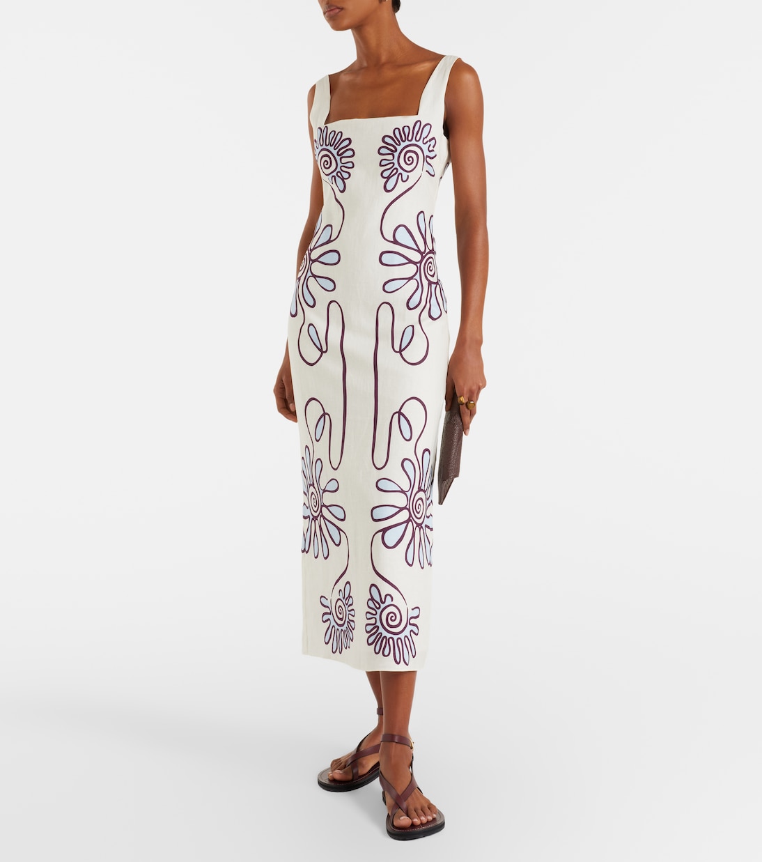 Amaranta printed linen midi dress | Cala de la Cruz