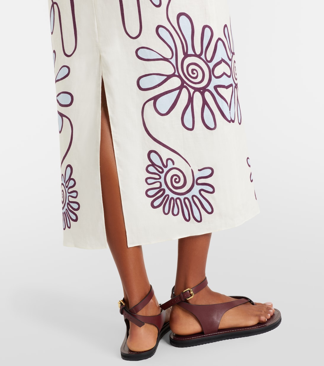 Amaranta printed linen midi dress | Cala de la Cruz