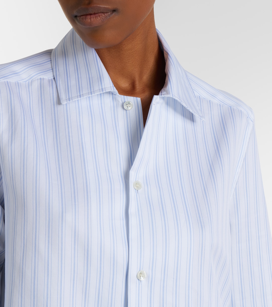 Striped asymmetric cotton poplin shirt | JW Anderson