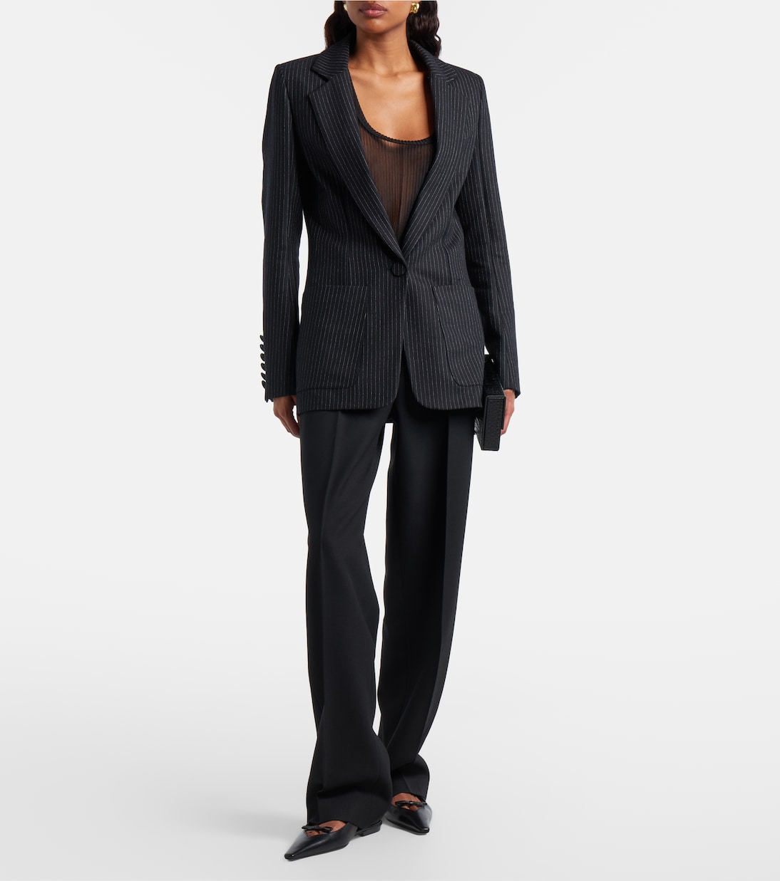 Pinstripe wool-blend blazer | Nina Ricci