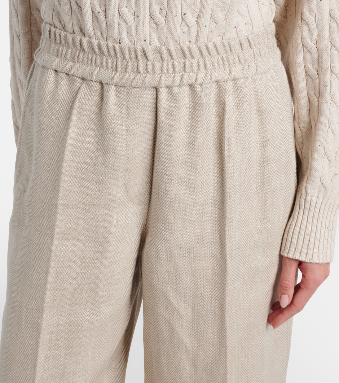 Pantalones anchos de lino y algodón | Brunello Cucinelli