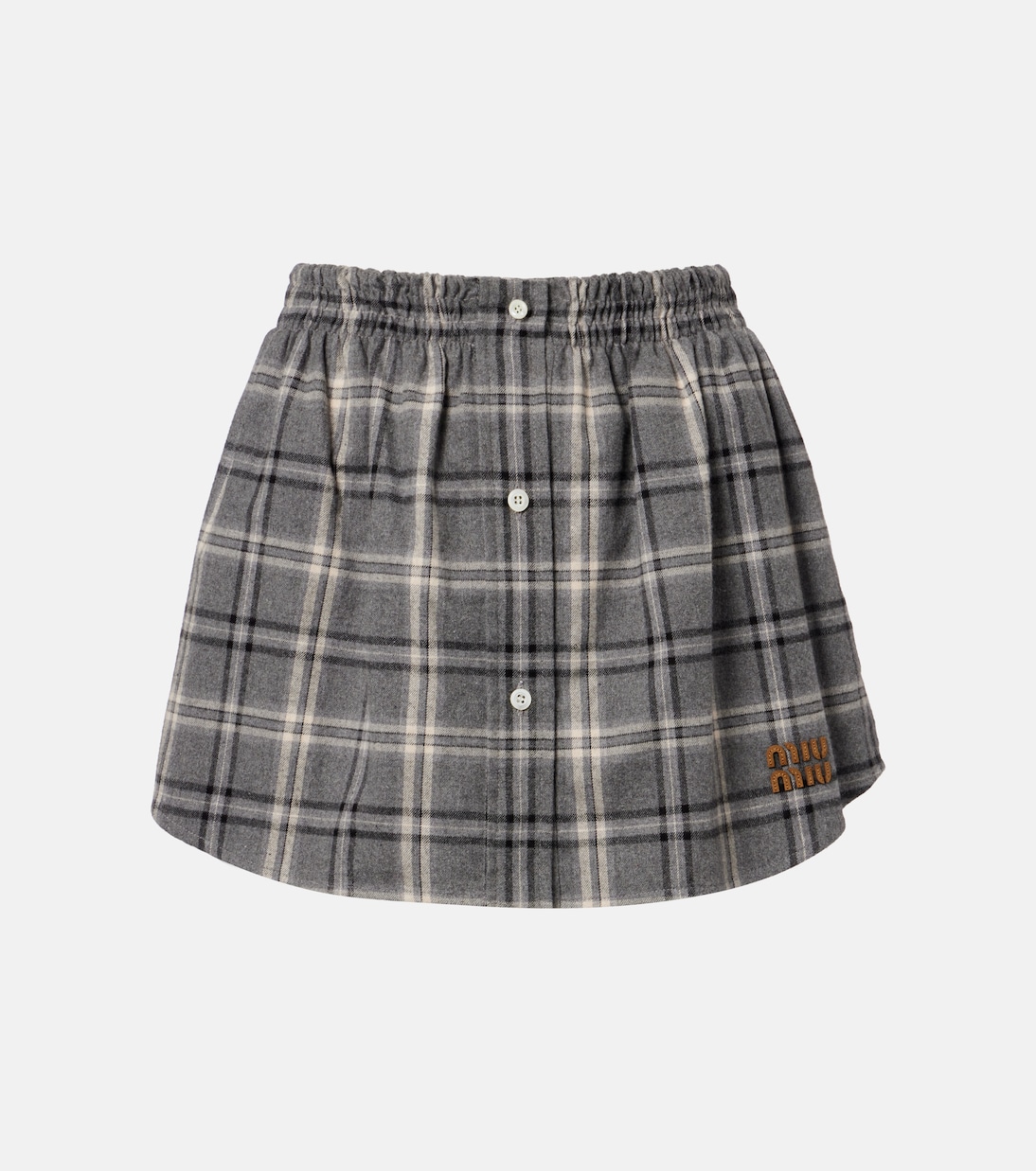 Plaid cotton flannel miniskirt | Miu Miu
