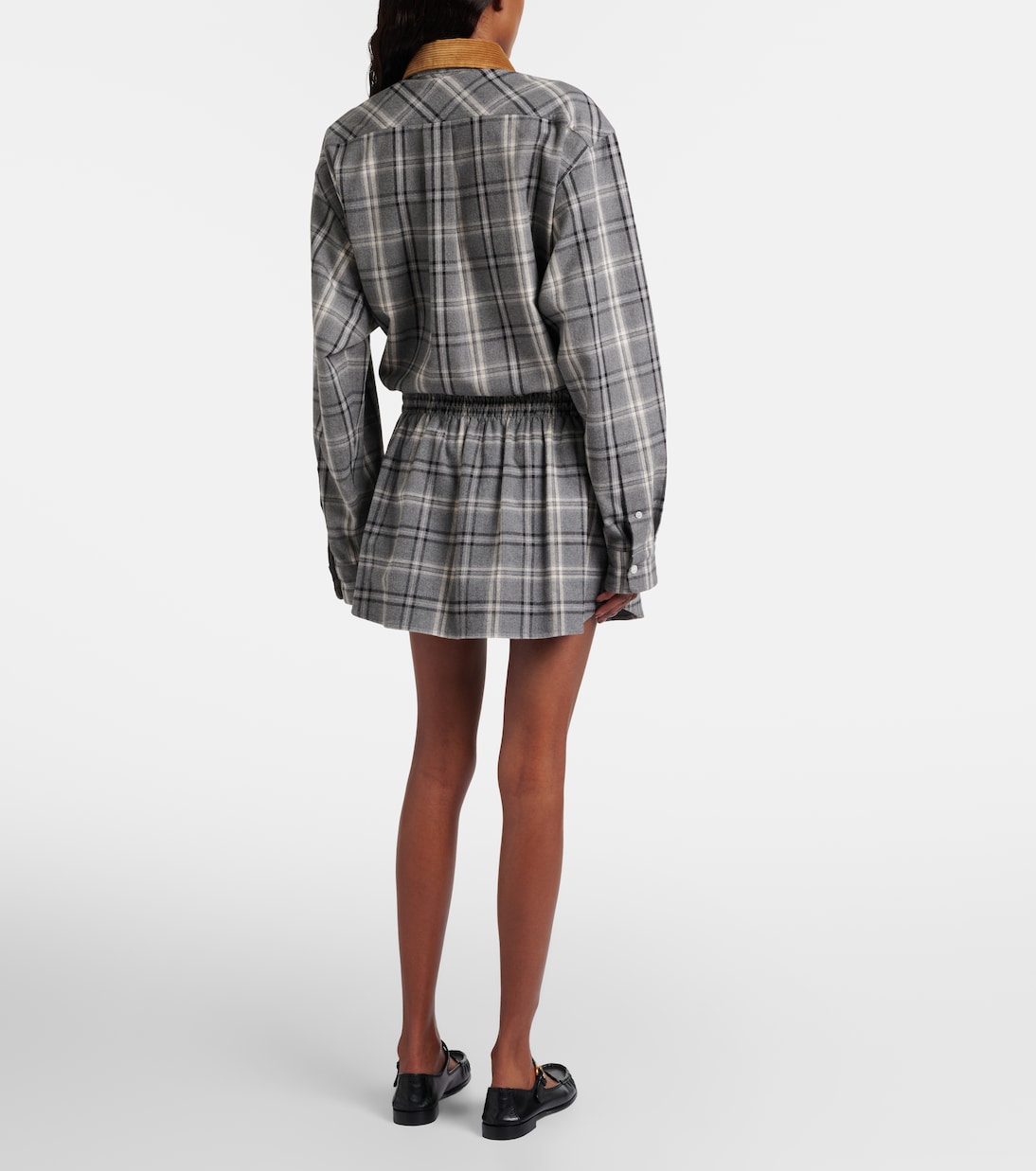 Plaid cotton flannel miniskirt | Miu Miu
