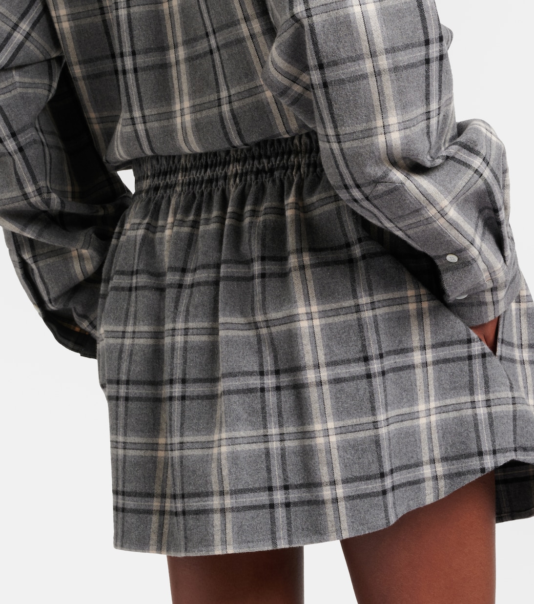 Plaid cotton flannel miniskirt | Miu Miu