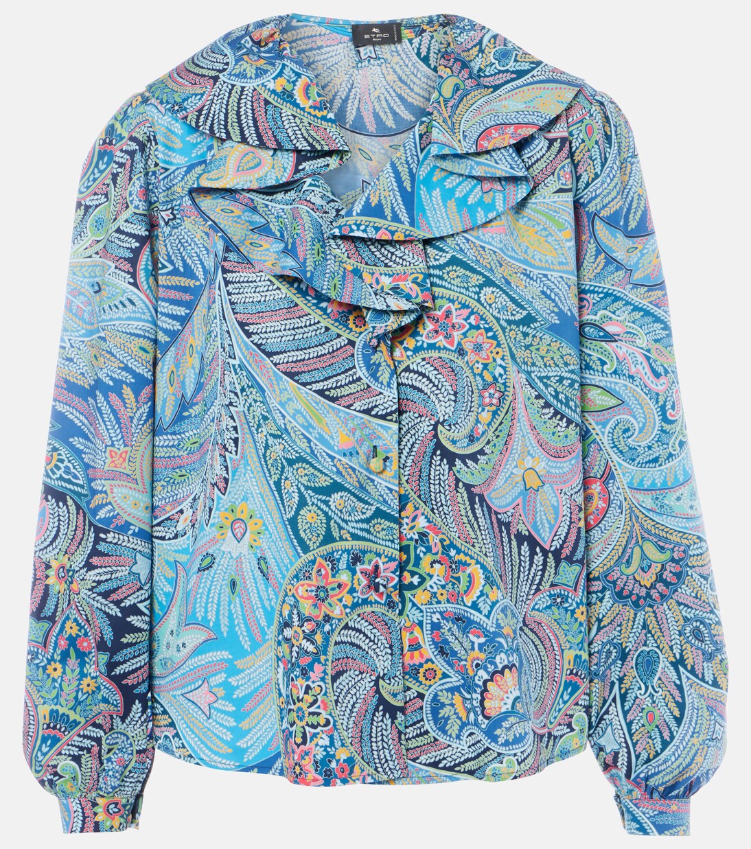 Printed ruffled cotton-blend shirt | Etro