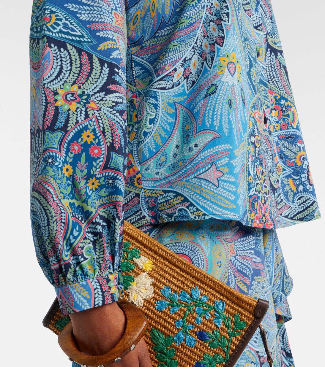 Printed ruffled cotton-blend shirt | Etro