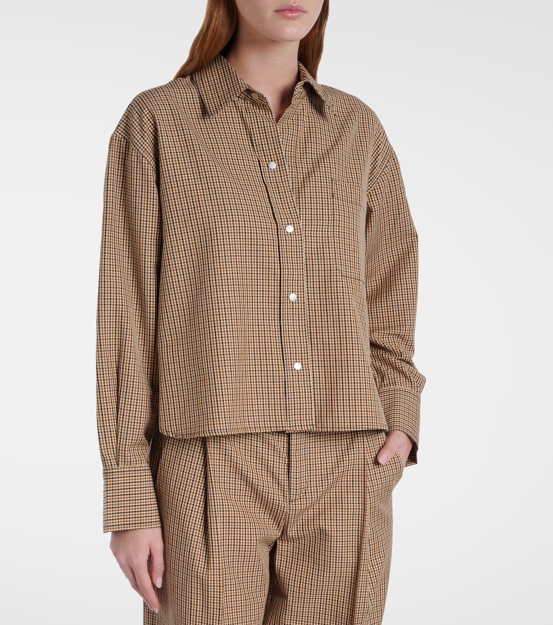 Checked cotton-blend shirt | Vince