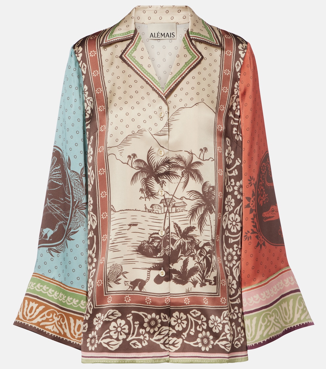 Alberta printed silk satin shirt | Alémais