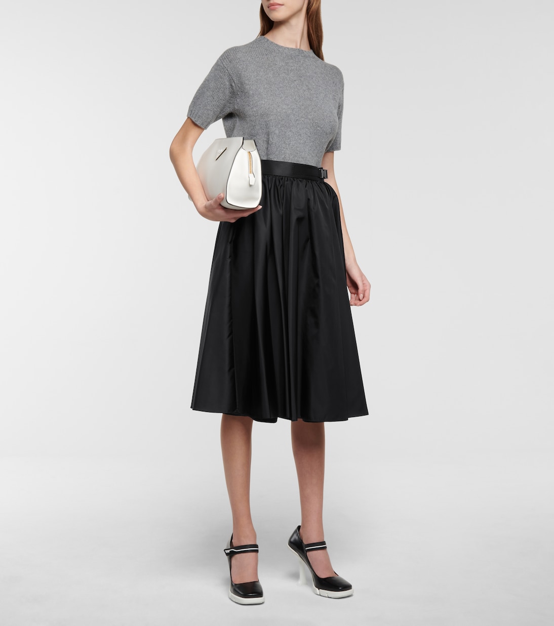 Gonna midi in gabardine Re-Nylon | Prada