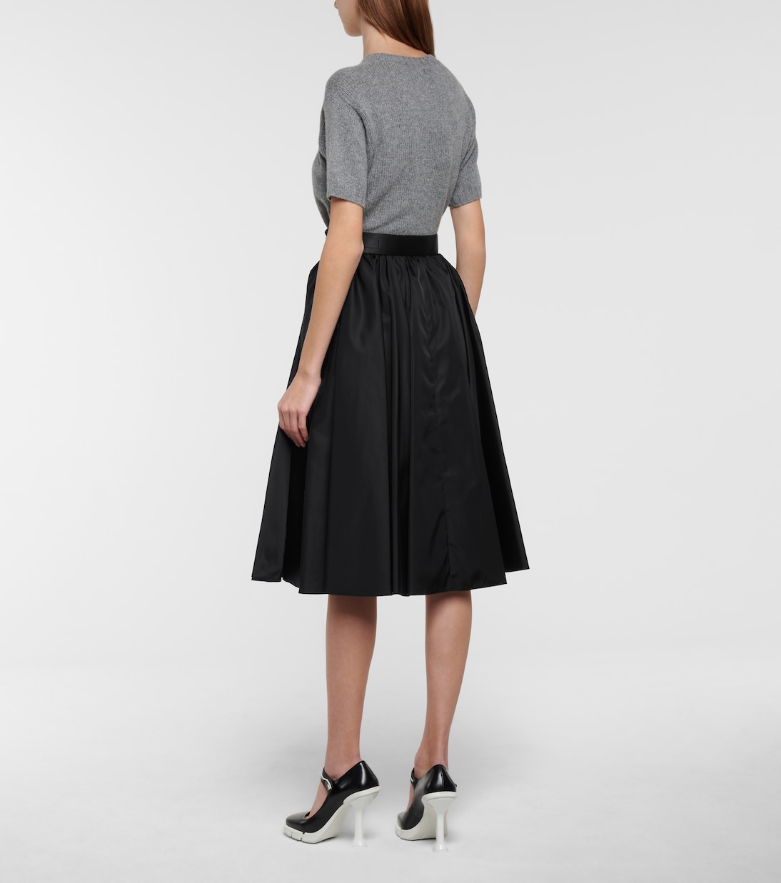 Gonna midi in gabardine Re-Nylon | Prada