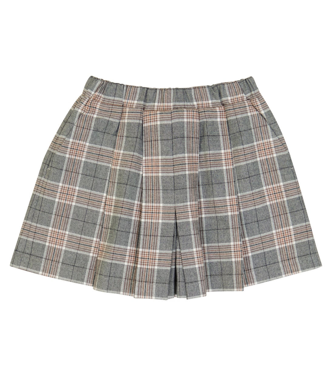 Jupe-short en coton et cachemire à carreaux | Paade Mode