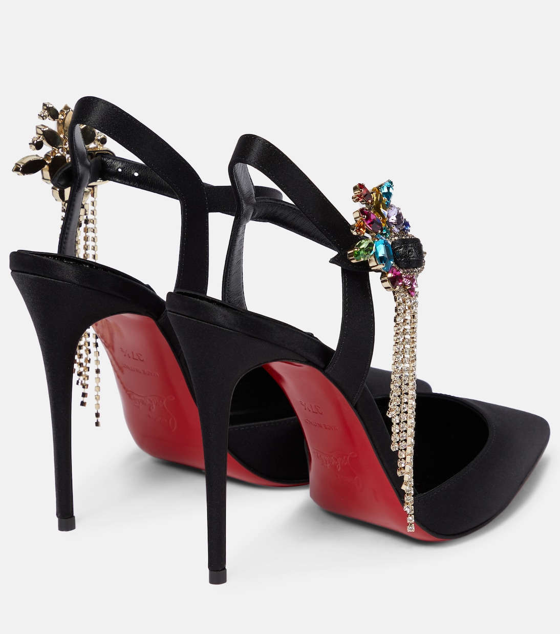 Escarpins Goldina Rain 100 en satin à ornements | Christian Louboutin