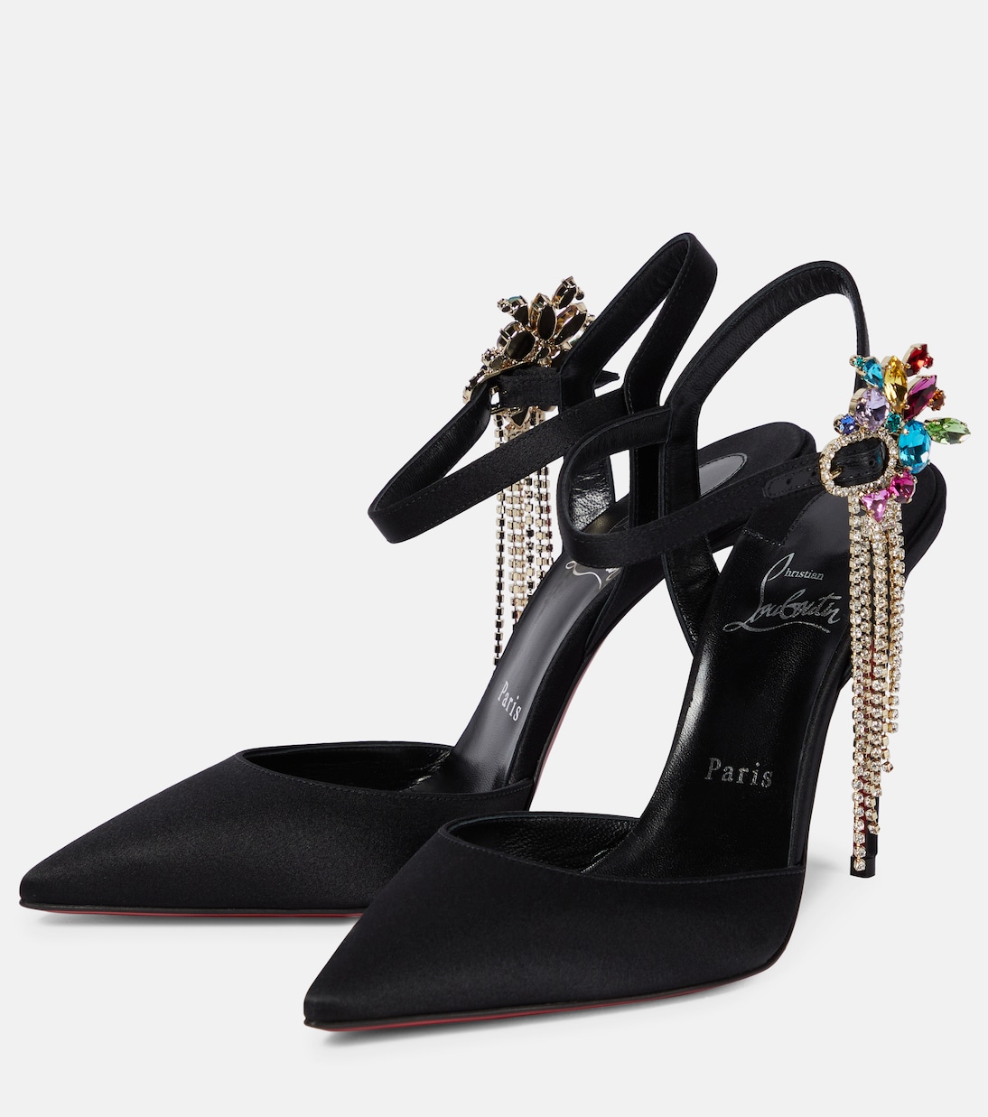 Escarpins Goldina Rain 100 en satin à ornements | Christian Louboutin