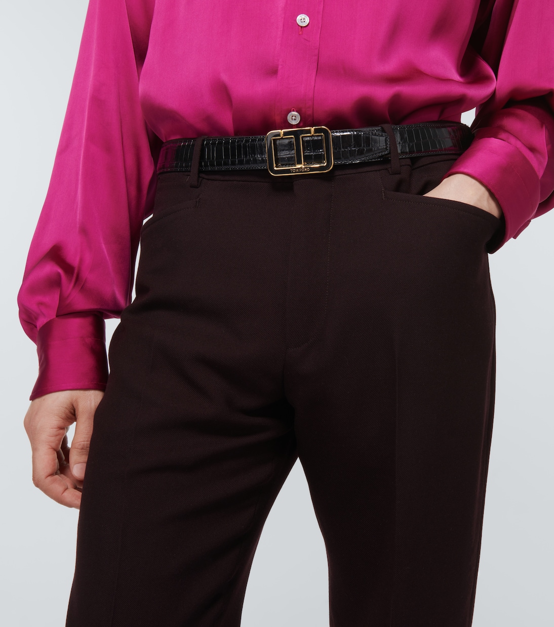 Cinturón de piel grabada con logo | Tom Ford