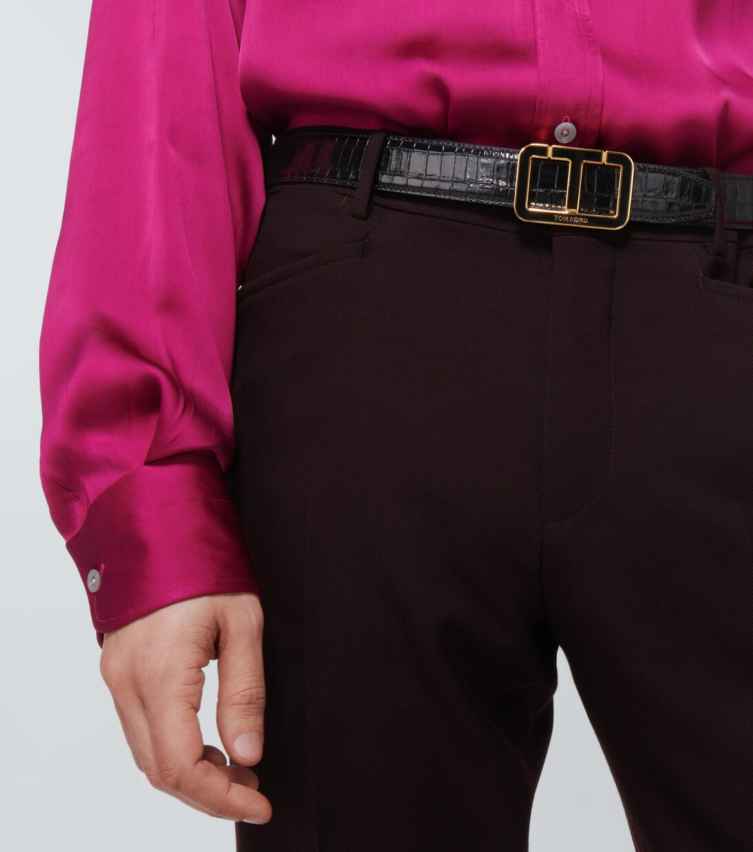 Cinturón de piel grabada con logo | Tom Ford