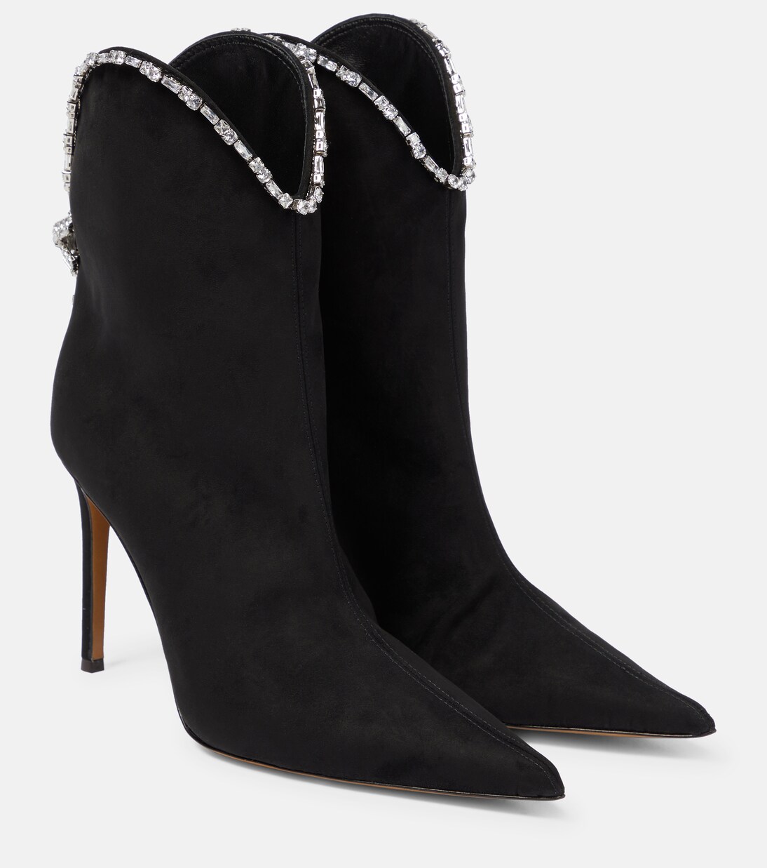 Crystal-trimmed suede ankle boots | Alexandre Vauthier