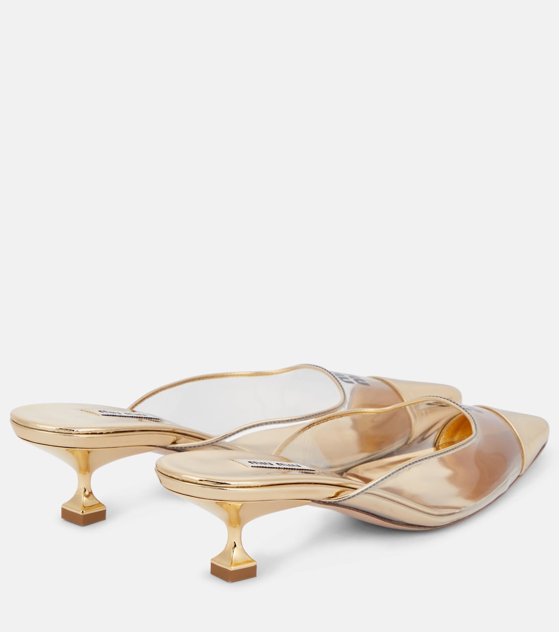 Mules in pelle e PVC con logo | Miu Miu