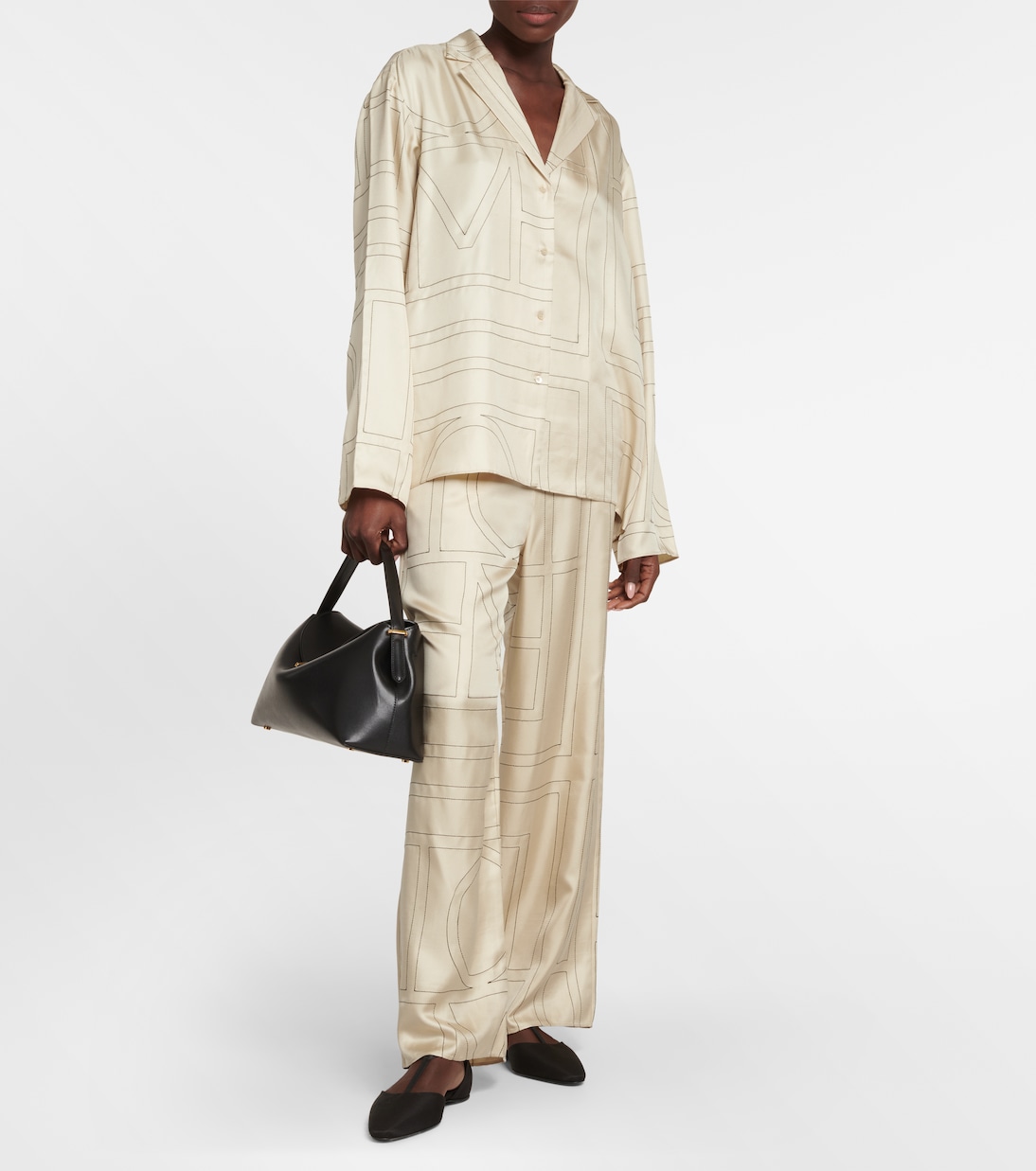 Logo-embroidered silk shirt | Toteme