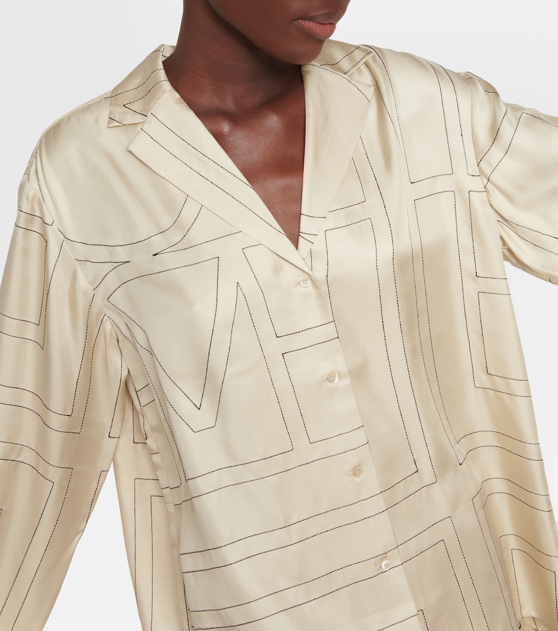 Logo-embroidered silk shirt | Toteme
