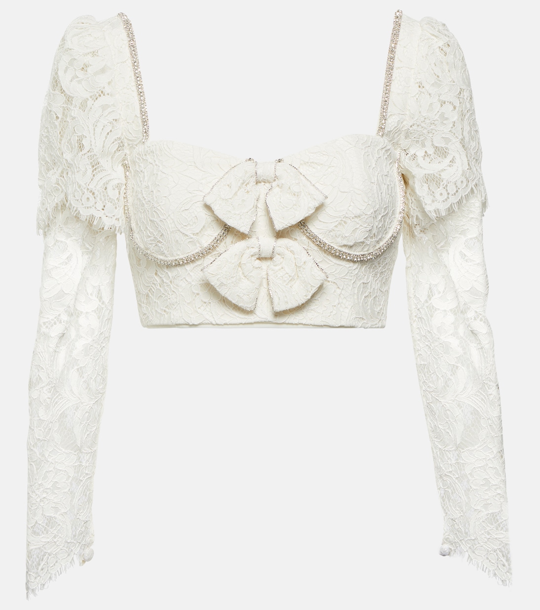 Embellished corded lace crop top | Self-Portrait