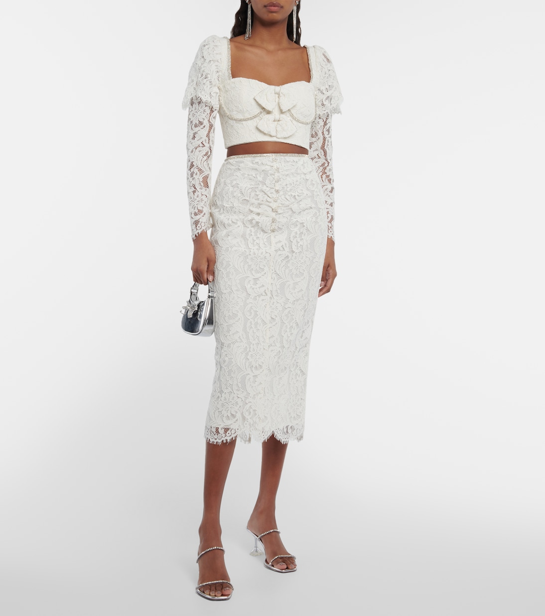 Embellished corded lace crop top | Self-Portrait