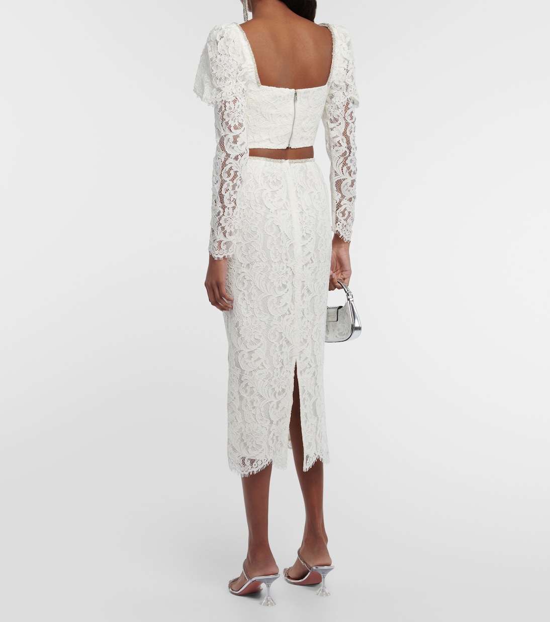 Embellished corded lace crop top | Self-Portrait