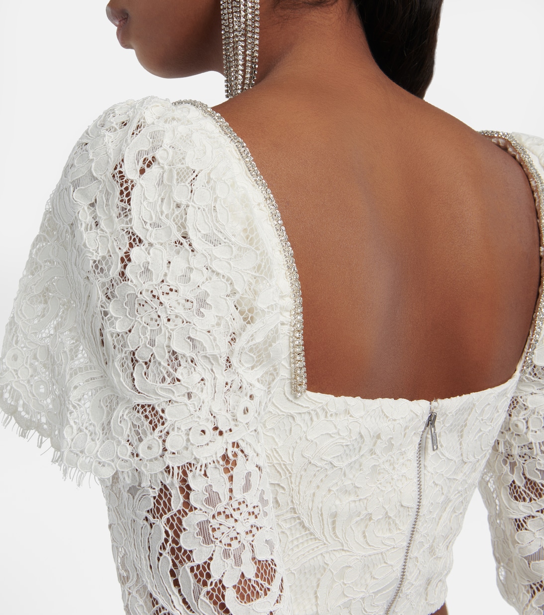Embellished corded lace crop top | Self-Portrait