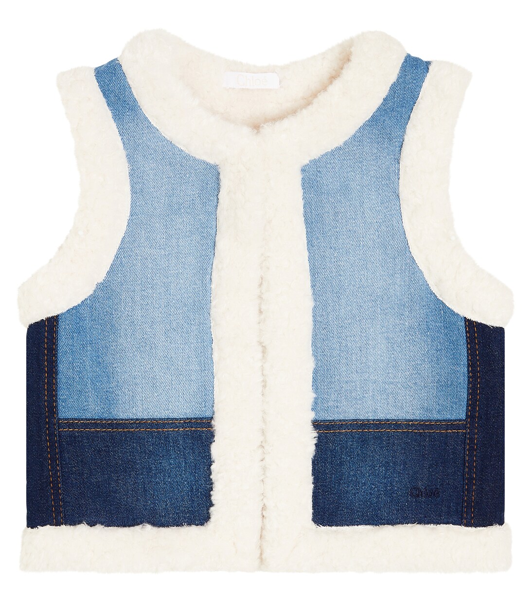 Gilet in denim e pile | Chloé Kids