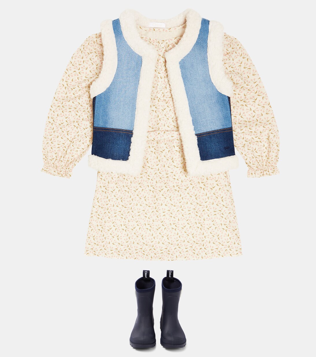 Gilet in denim e pile | Chloé Kids