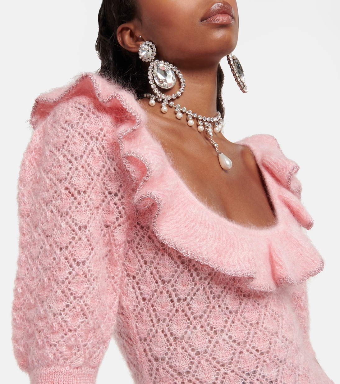 Embroidered mohair-blend minidress | Alessandra Rich