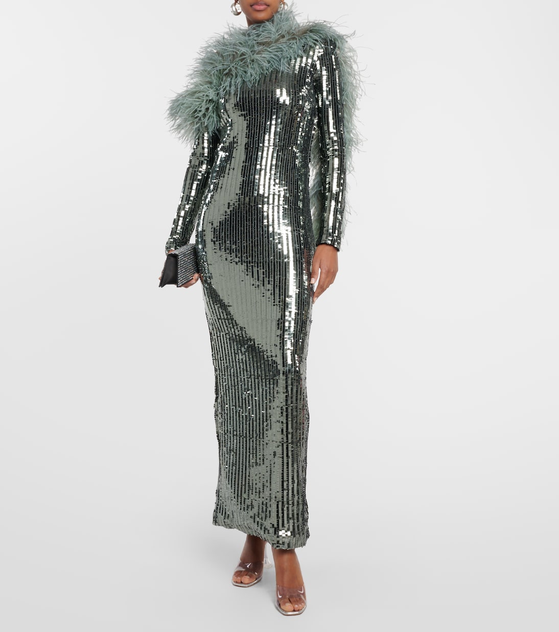 Robe Garbo Disco mit Pailletten und Federn | Taller Marmo