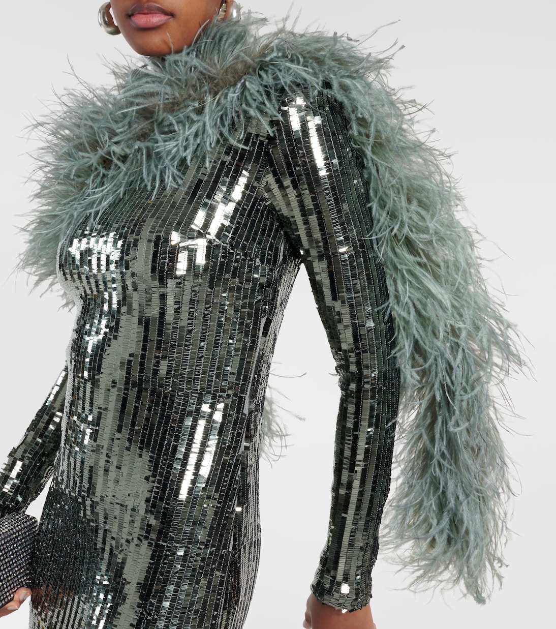 Robe Garbo Disco mit Pailletten und Federn | Taller Marmo