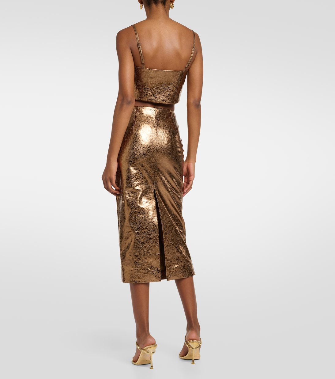Metallic faux leather bustier | Rotate