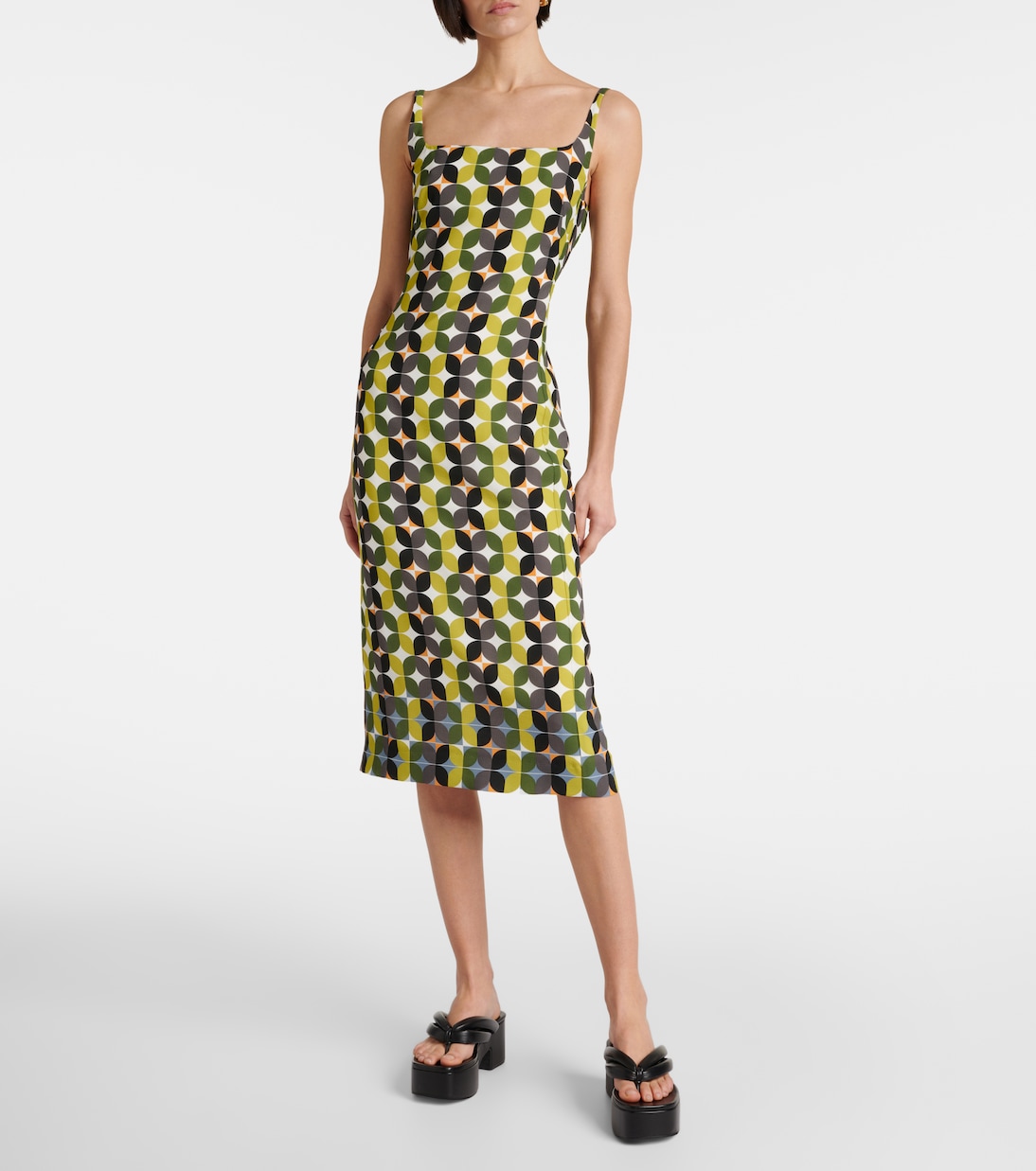 Vestido midi de crepé estampado | Dries Van Noten