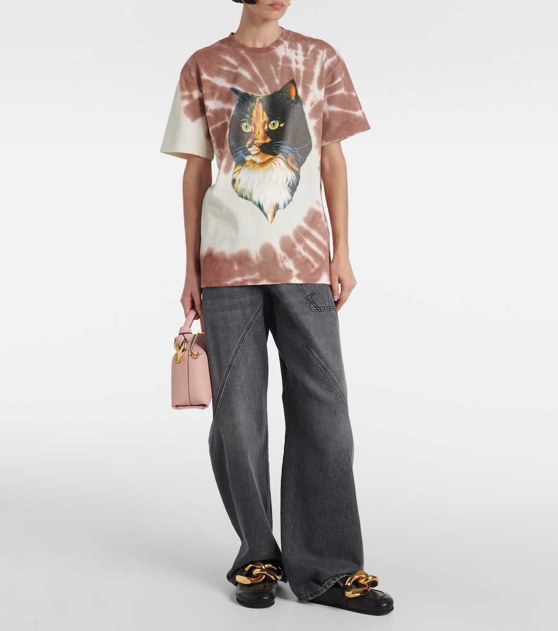 T-shirt in jersey di cotone tie-dye con stampa | JW Anderson