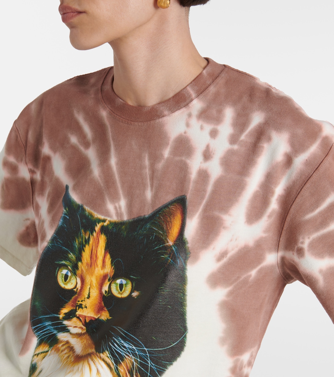 T-shirt in jersey di cotone tie-dye con stampa | JW Anderson