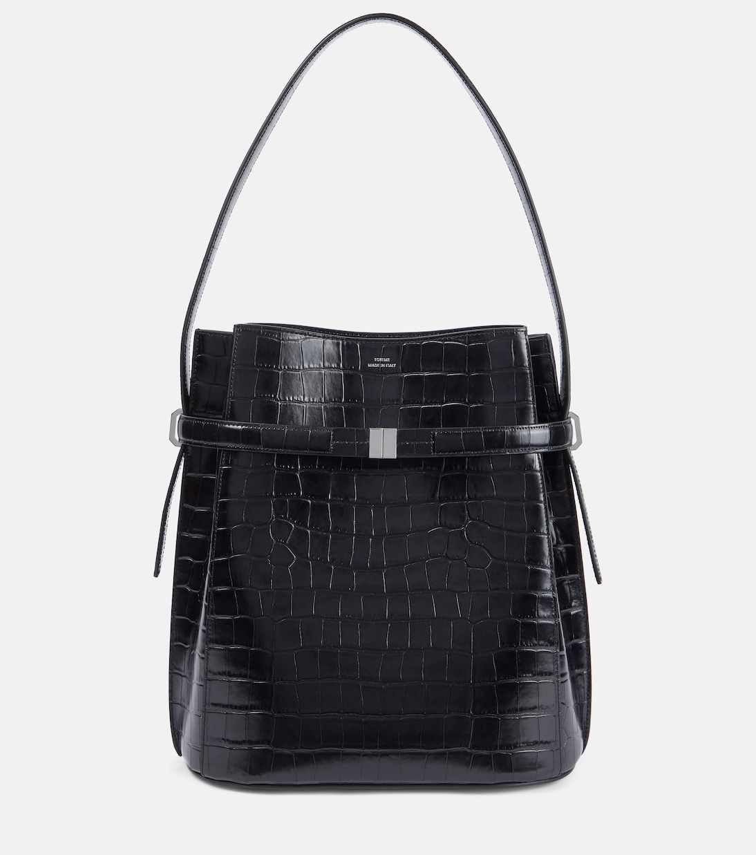 Belted Medium croc-effect leather tote bag | Toteme