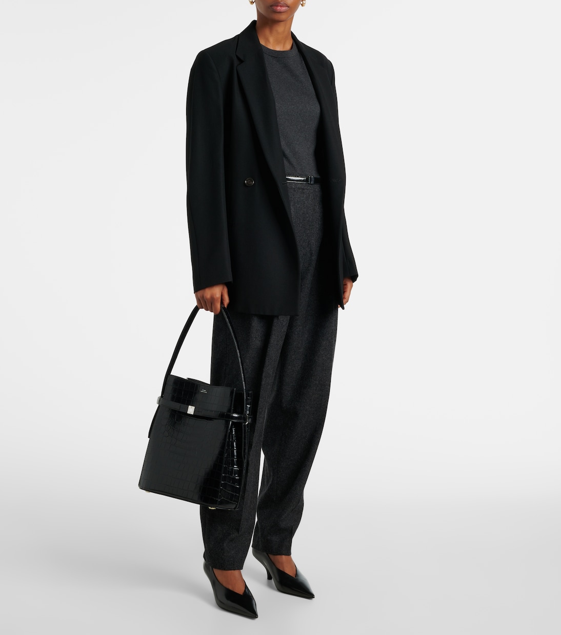 Belted Medium croc-effect leather tote bag | Toteme