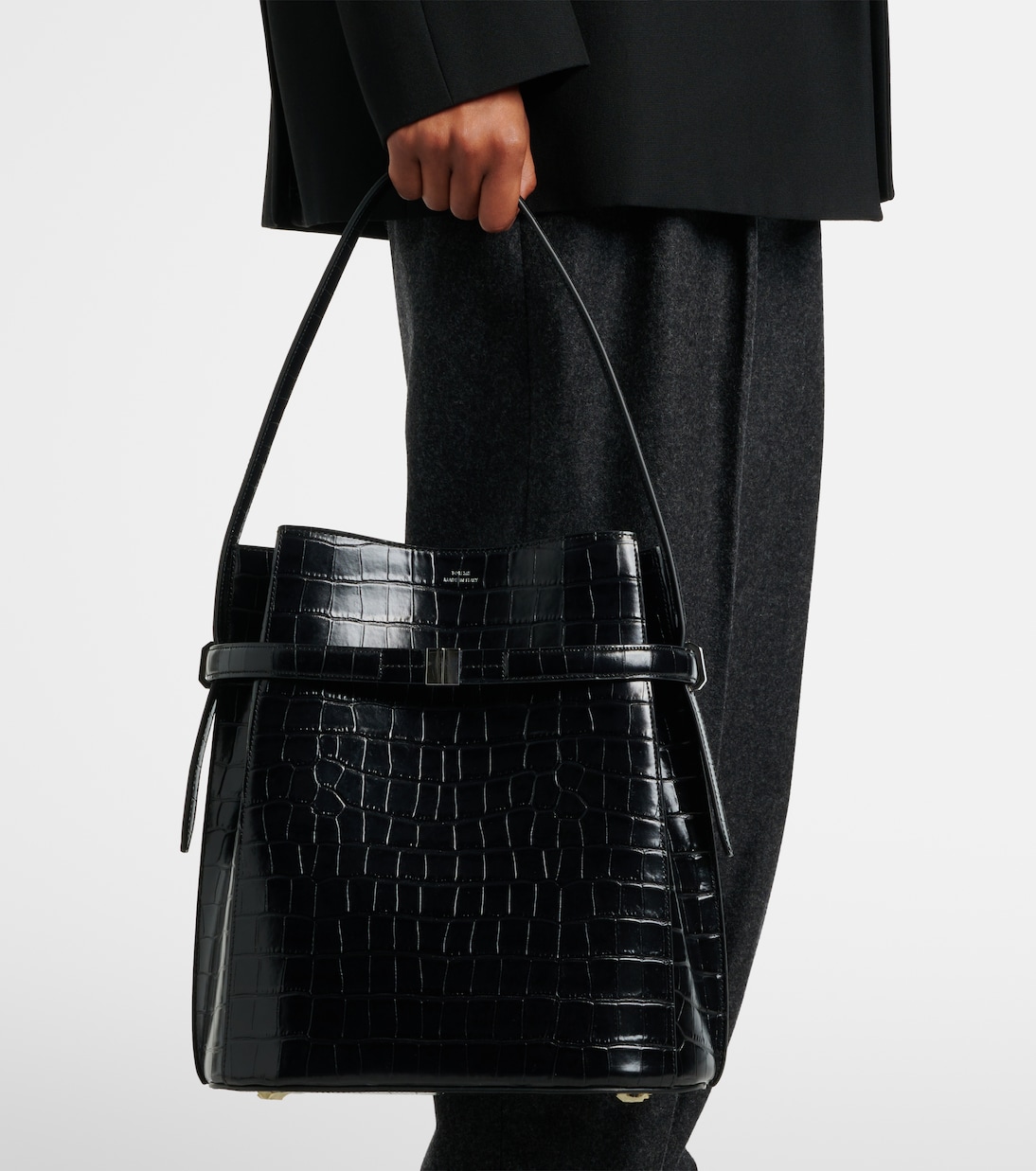 Belted Medium croc-effect leather tote bag | Toteme