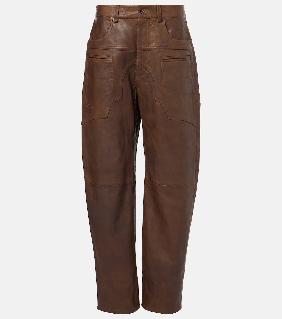 Weite High-Rise-Hose Breydi aus Leder | Isabel Marant