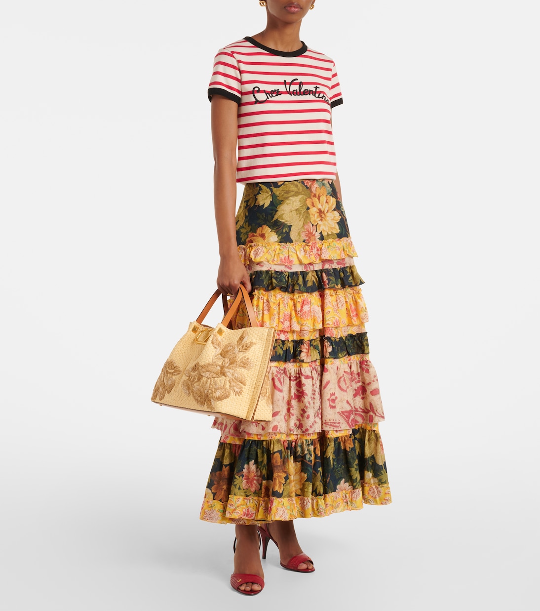VLogo Medium floral shoulder bag | Valentino Garavani