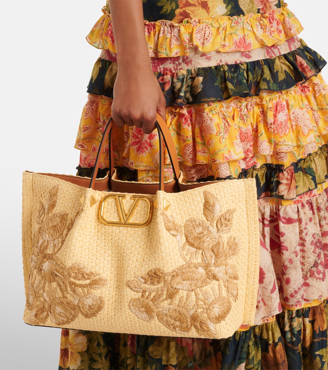 VLogo Medium floral shoulder bag | Valentino Garavani